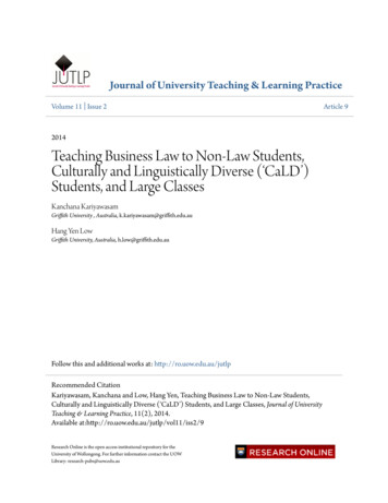 Teaching Business Law To Non-Law Students, Culturally And .