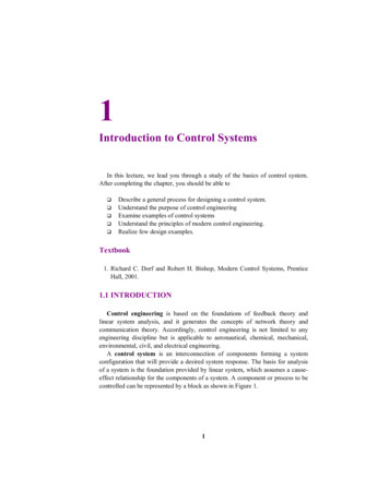 Introduction To Control Systems - Faculty Of Engineering