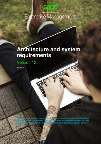 Architecture And System Requirements - Sage City