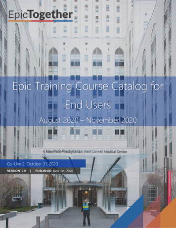 Epic Training Course Catalog For End Users