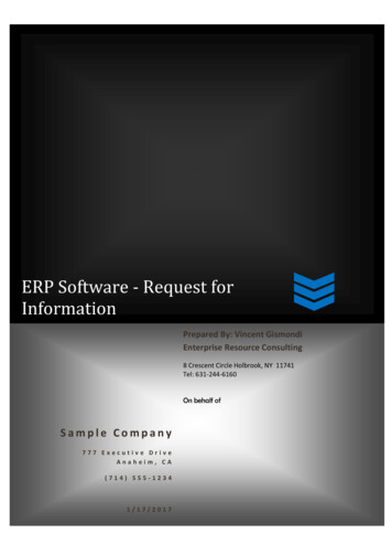 ERP Software - Request For Information