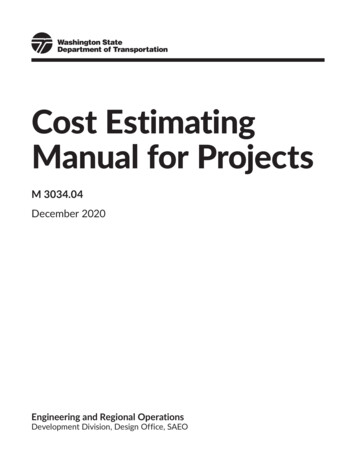 Cost Estimating Manual For Projects M 3034