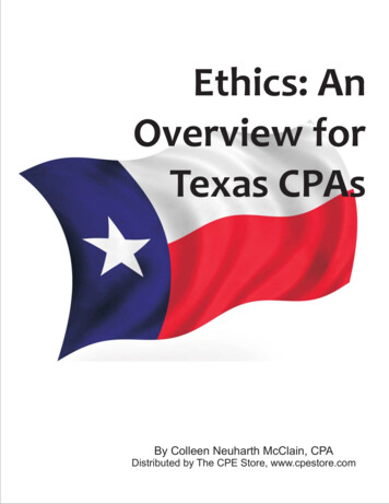 Ethics: An Overview For Texas CPAs - CPA CPE
