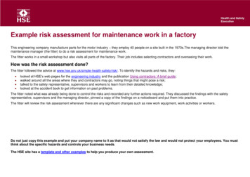 Example Risk Assessment For Maintenance Work In A Factory