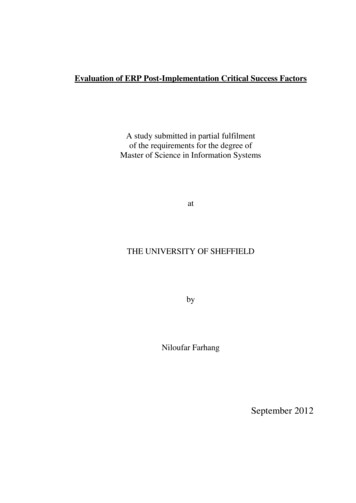 Evaluation Of ERP Post-Implementation Critical Success Factors