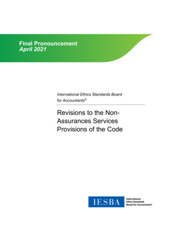 Revisions To The Non- Assurances Services Provisions Of .