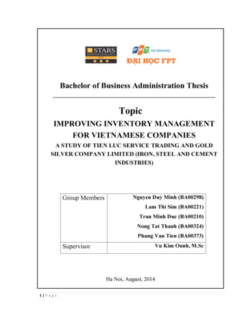 Final Report Improve Inventory Management In TienLuc .