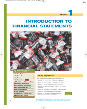 INTRODUCTION TO FINANCIAL STATEMENTS