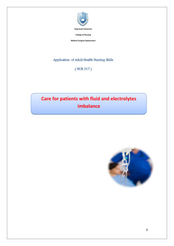 Care For Patients With Fluid And Electrolytes Imbalance
