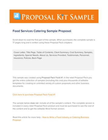 Food Services Catering Sample Proposal