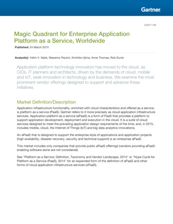 Magic Quadrant For Enterprise Application Platform As A .