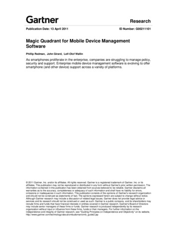 Gartner Report: Magic Quadrant For Mobile Device .