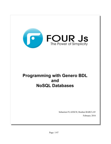 Programming With Genero BDL And NoSQL Databases