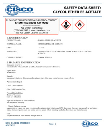 SAFETY DATA SHEET: GLYCOL ETHER EE ACETATE