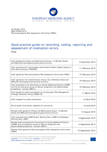 Good Practice Guide Medication Error Recording Coding .