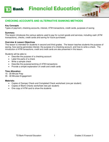 CHECKING ACCOUNTS AND ALTERNATIVE BANKING METHODS