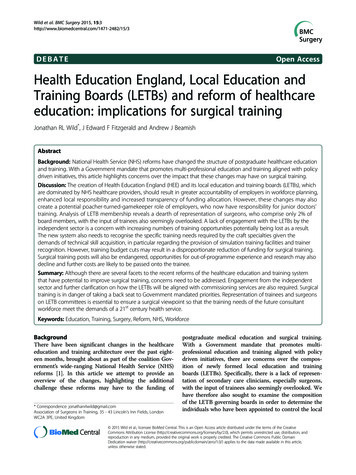Health Education England, Local Education And Training .