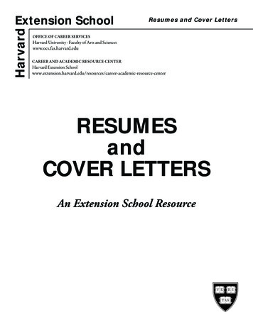 RESUMES And COVER LETTERS - Harvard University