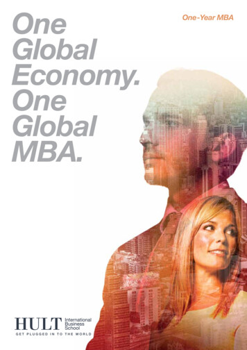 One One-Year MBA Global Economy. One Global MBA.