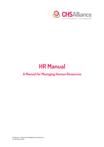 HR Manual A Manual For Managing Human Resources CHS .