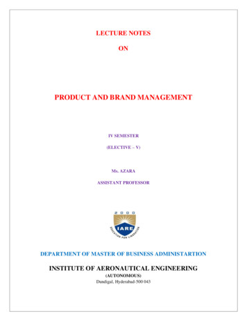 PRODUCT AND BRAND MANAGEMENT - Iare.ac.in