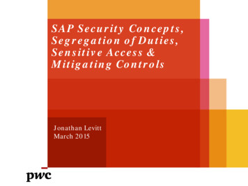 SAP Security Concepts, Segregation Of Duties, Sensitive .