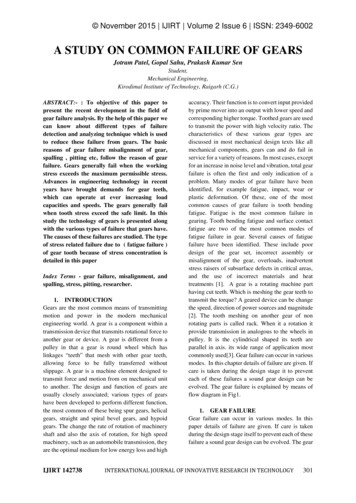 A STUDY ON COMMON FAILURE OF GEARS - Ijirt