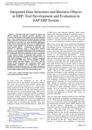 Integrated Data Structures And Business Objects In ERP .