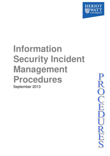 Information Security Incident Management Procedures