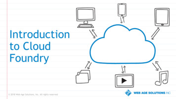 Introduction To Cloud Foundry - Web Age Solutions