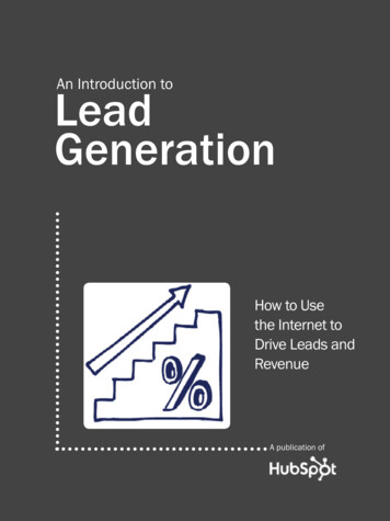 INtRoDuctIoN To LEAD GENERAtIoN Lead Generation