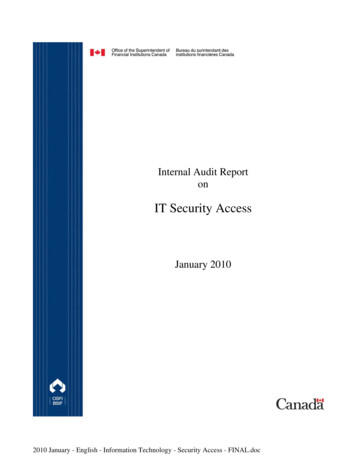 Internal Audit Report On - Osfi-bsif.gc.ca