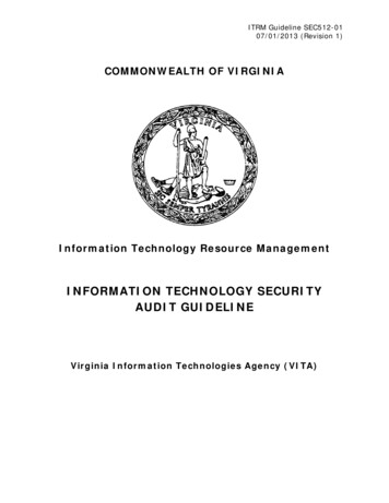 INFORMATION TECHNOLOGY SECURITY AUDIT GUIDELINE