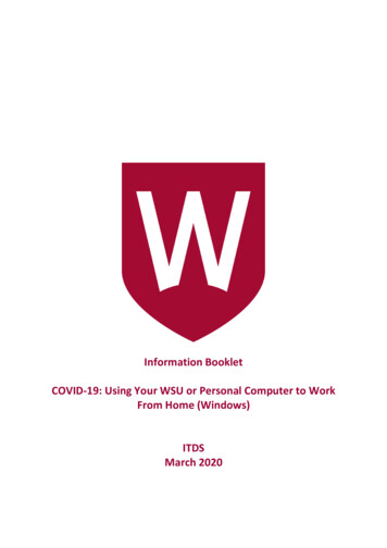 Information Booklet COVID-19: Using Your WSU Or Personal .