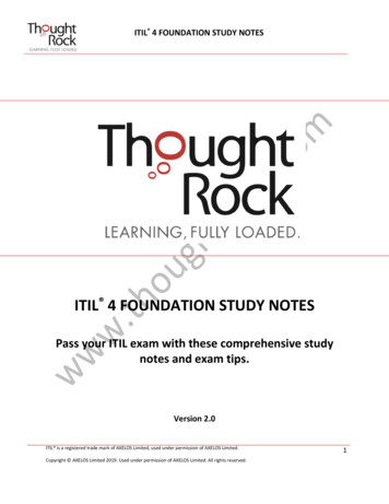 ITIL 4 FOUNDATION STUDY NOTES - Thought Rock