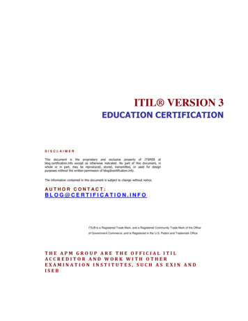 ITIL VERSION 3 - Certification