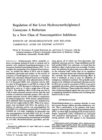 Regulation Hydroxymethylglutaryl Coenzyme By Inhibitors