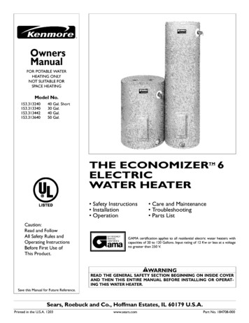 THE ECONOMIZER TM6 ELECTRIC WATER HEATER