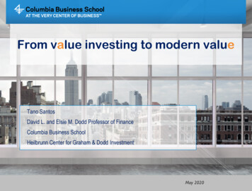 From Value Investing To Modern Value - Columbia University