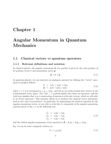 Chapter 1 Angular Momentum In Quantum Mechanics
