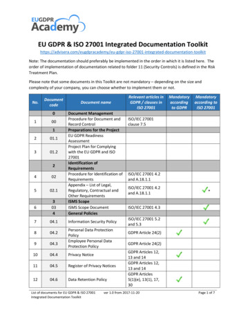 EU GDPR & ISO 27001 Integrated Documentation Toolkit