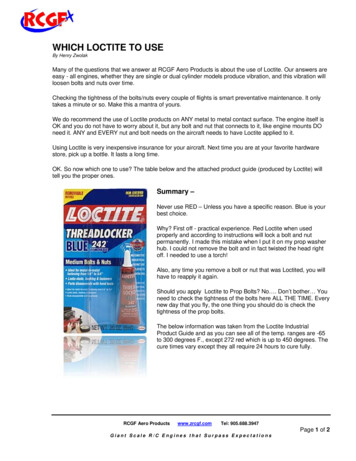 WHICH LOCTITE TO USE - Wdarc 