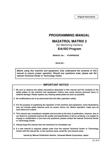 PROGRAMMING MANUAL MAZATROL MATRIX 2 - Autodesk