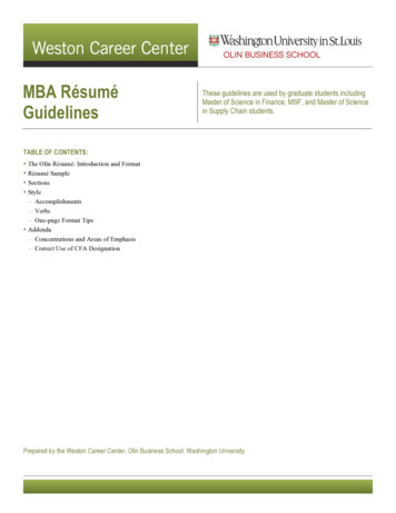MBA Résumé Guidelines In Supply Chain Students.