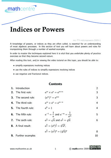 Indices Or Powers - Mathcentre.ac.uk