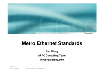 Metro Ethernet Standards - APRICOT
