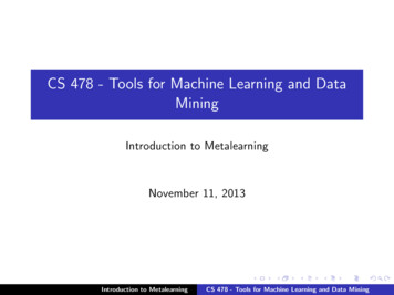CS 478 - Tools For Machine Learning And Data Mining