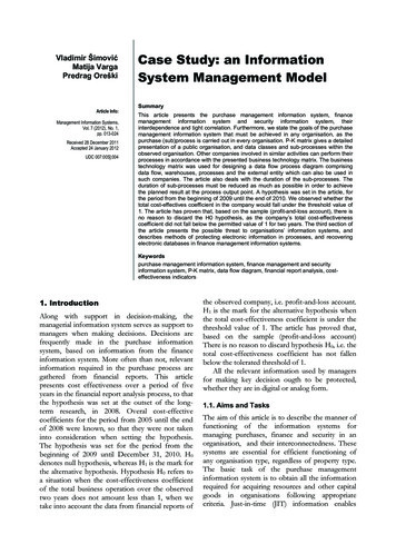 Case Study: An Information System Management Model