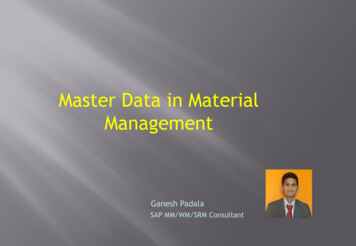 Master Data In Material Management - GANESH SAP SCM