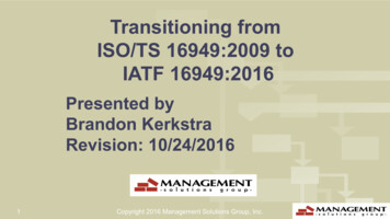 Transitioning From ISO/TS 16949:2009 To IATF 16949:2016